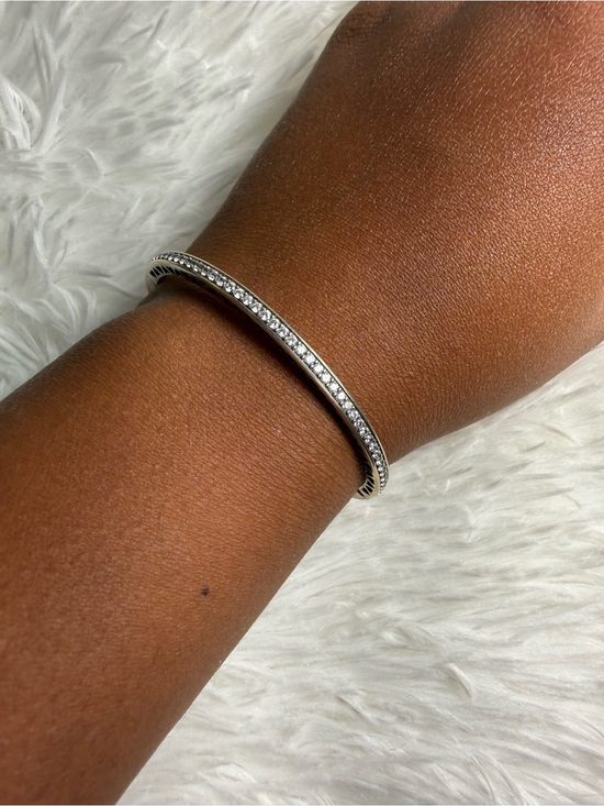 Pandora Jewelry - Pandora Silver Crystal Pavé Bangle - Silver